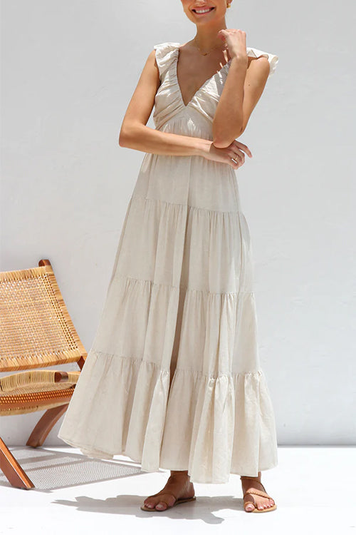 Marilyn - V-neck maxi dress with ruffle