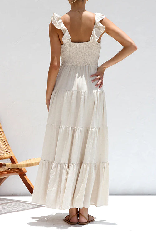 Marilyn - V-neck maxi dress with ruffle