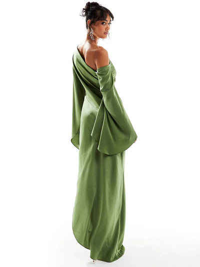 Enya - One-Shoulder Bell Sleeves Maxi Dress