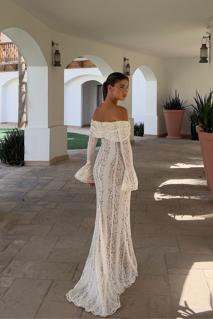 Jovie - Off-Shoulder Crochet Lace Maxi Dress