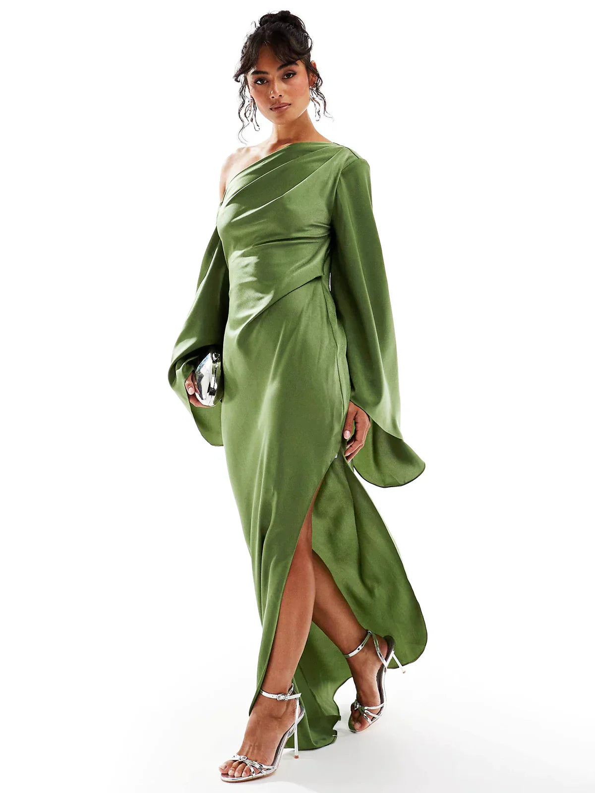 Enya - One-Shoulder Bell Sleeves Maxi Dress