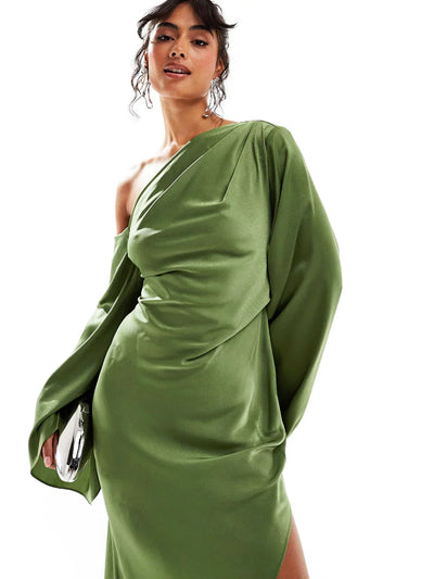 Enya - One-Shoulder Bell Sleeves Maxi Dress