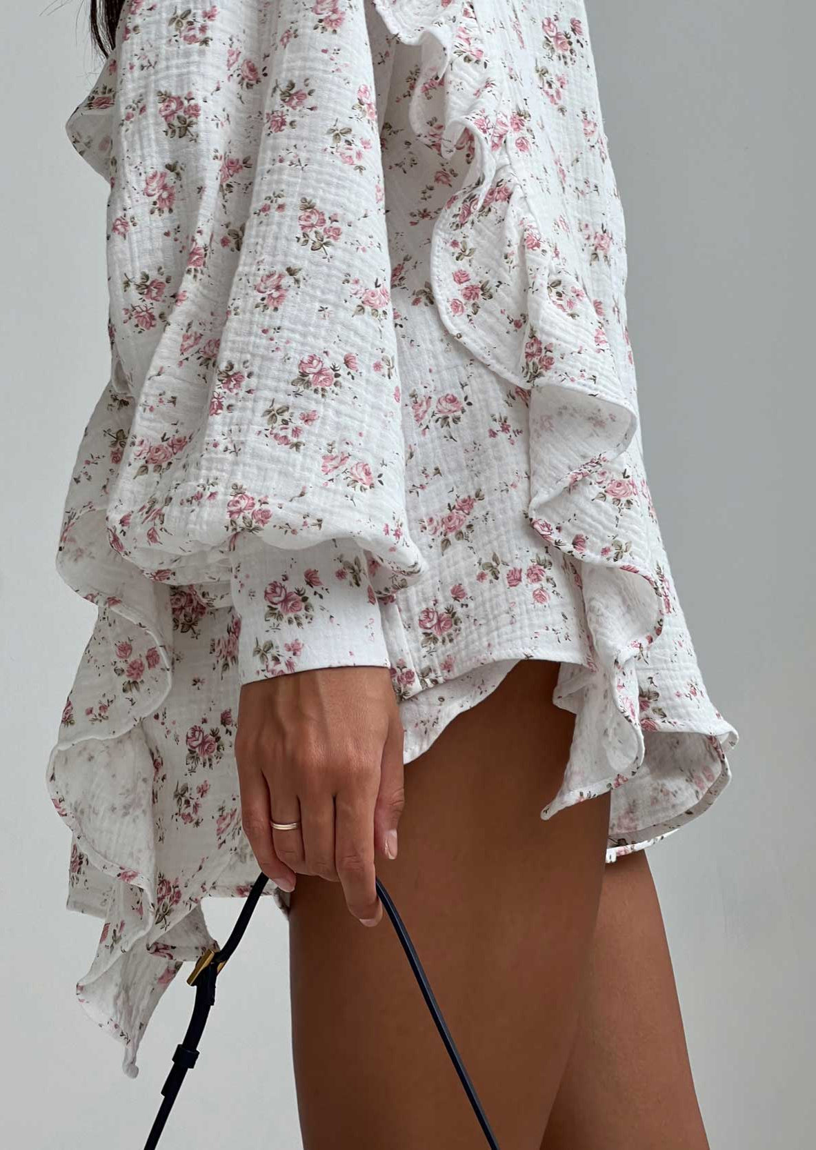 Fianna - Floral Print Shirt & Shorts Two-Piece Set