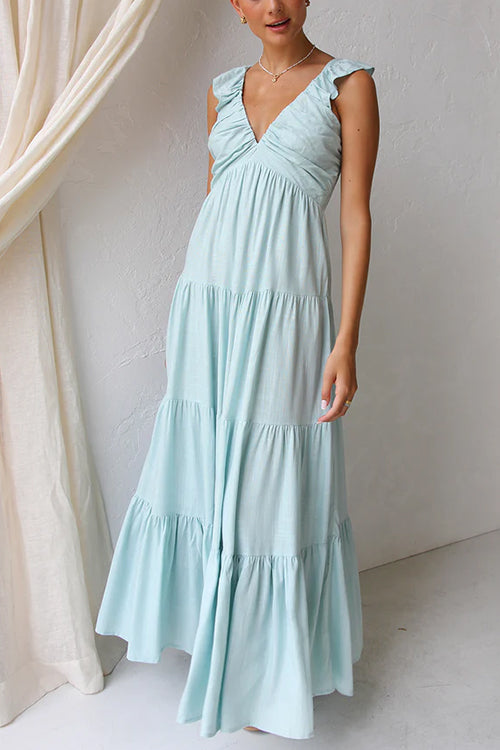 Marilyn - V-neck maxi dress with ruffle