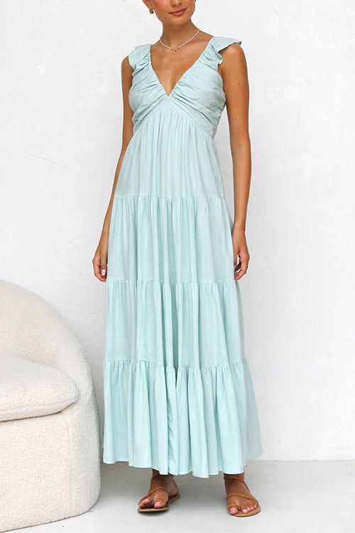 Marilyn - V-neck maxi dress with ruffle