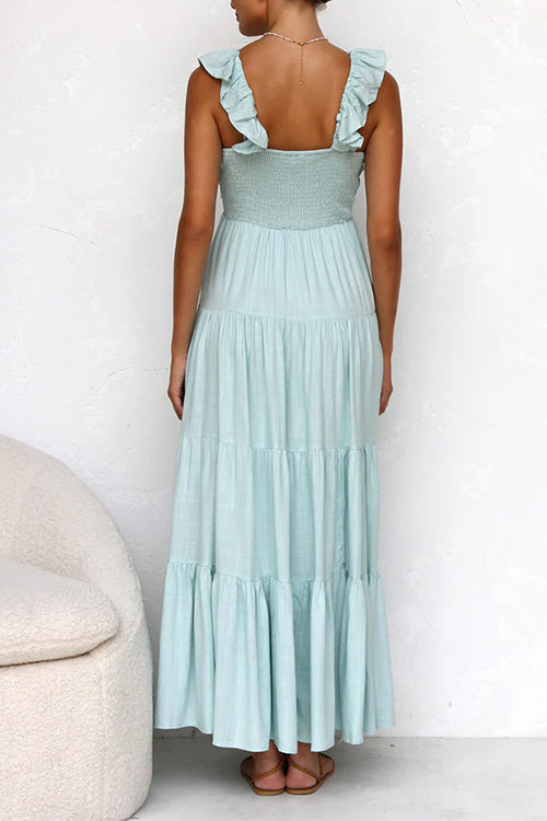 Marilyn - V-neck maxi dress with ruffle