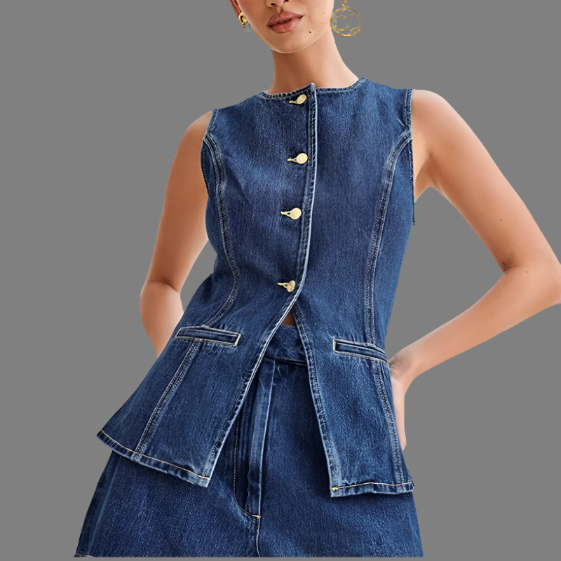 Amina - Two-Piece Denim Set