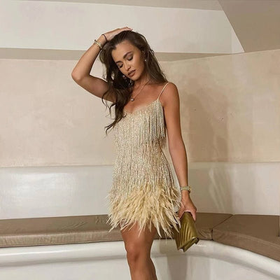 Doriana - Feather Mini Dress