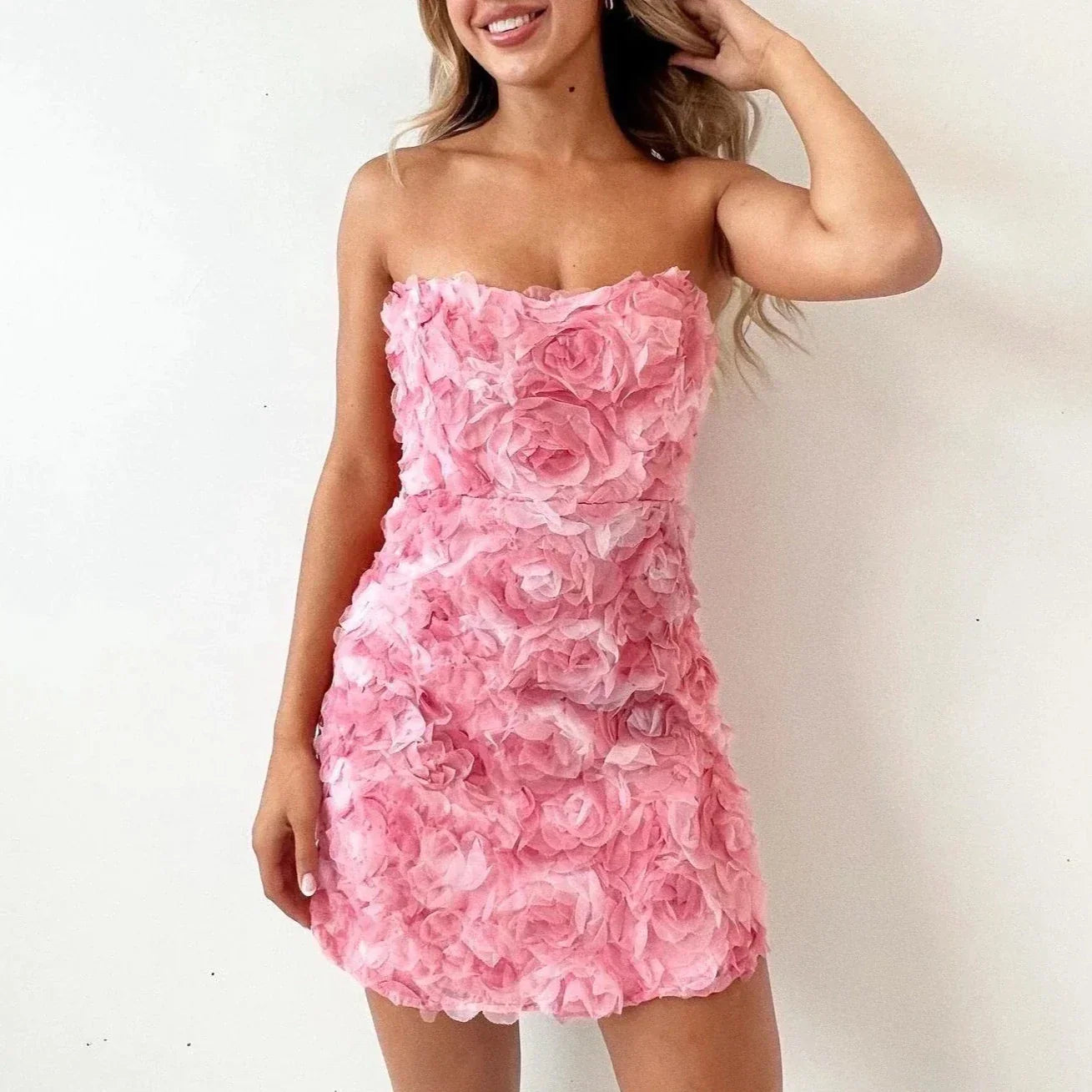 Oceane - Strapless Rose Dress