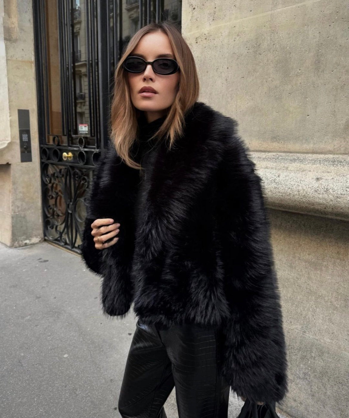 Stella - Lux Black Fur Coat