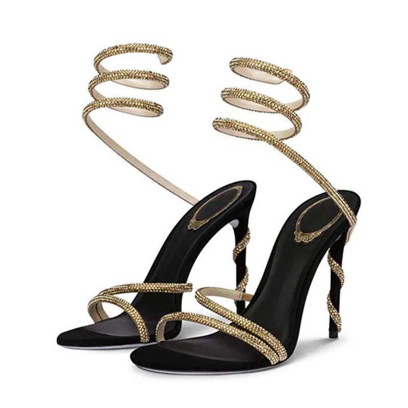 Marzia - Black Serpent Heels