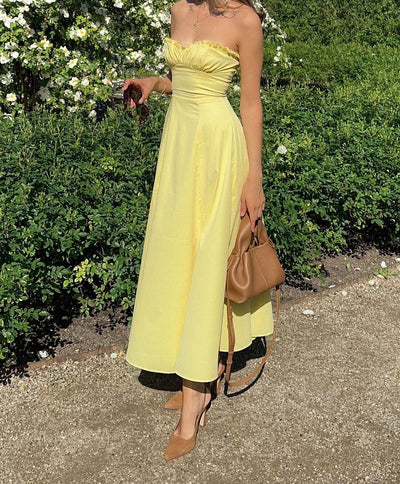 Loisa - Lemon Corset Fit Midi Dress