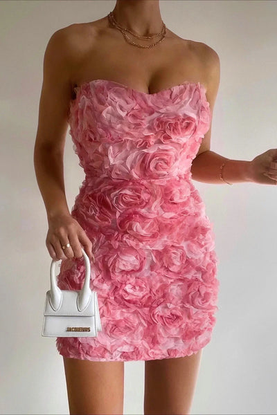 Oceane - Strapless Rose Dress