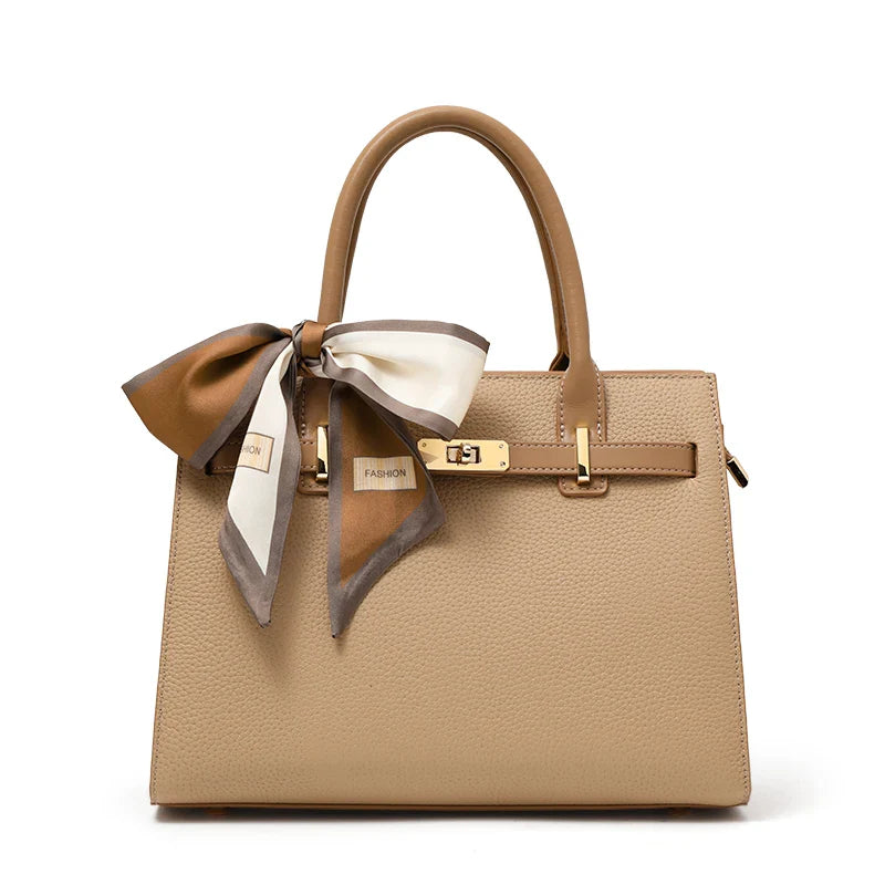 The Luna | Limited Edition Beige Leather Handbag with Gold Hardware