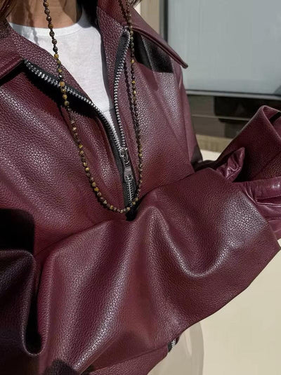 Soumaya - Wine Zipper Jacket