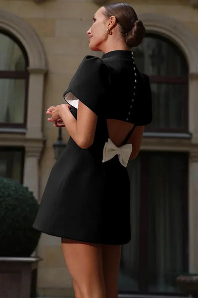 Fia - Elegant Petal Sleeves Mini Dress