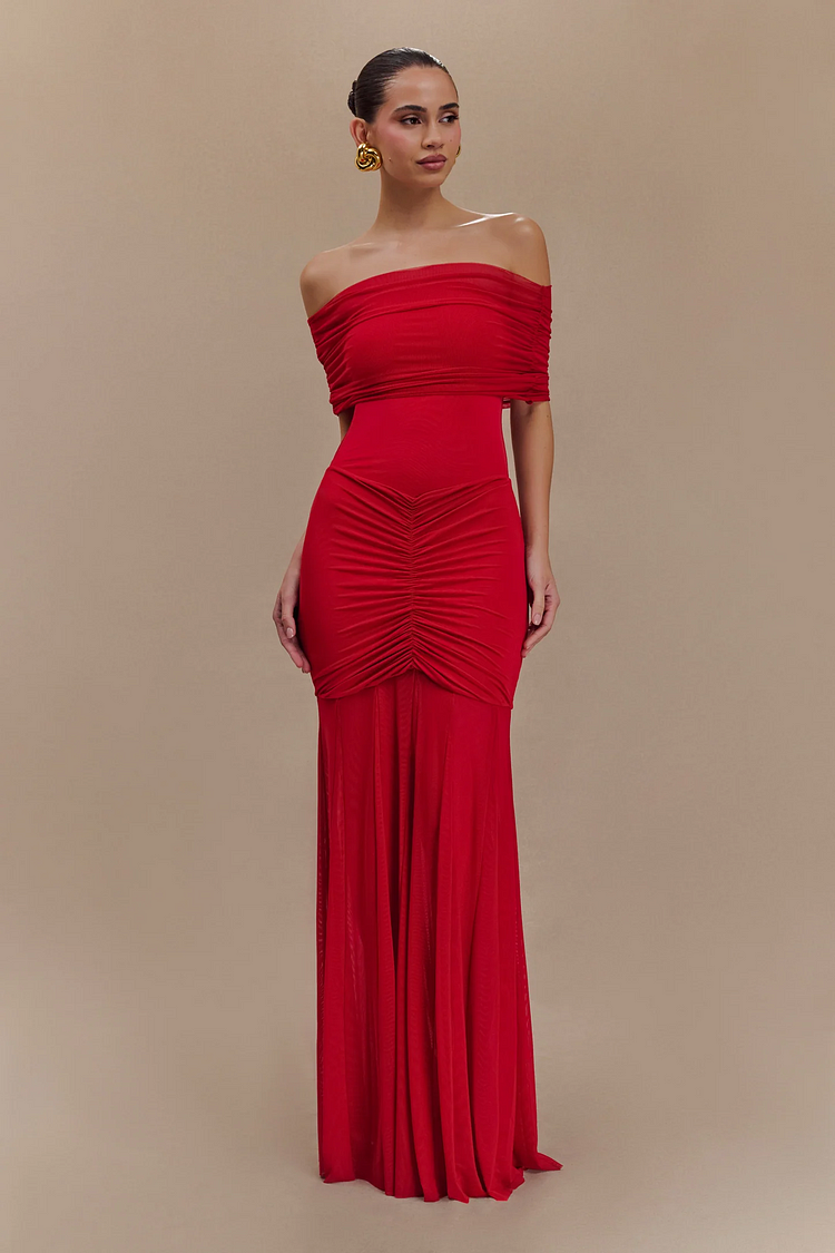 Piper - Off-Shoulder Pleated Maxi Dress