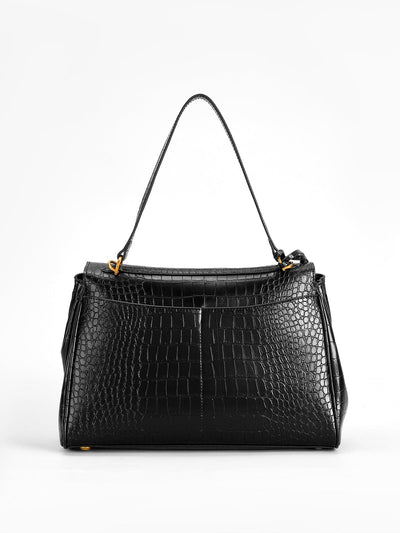 Alexandra | Croc-Embossed Leather Satchel