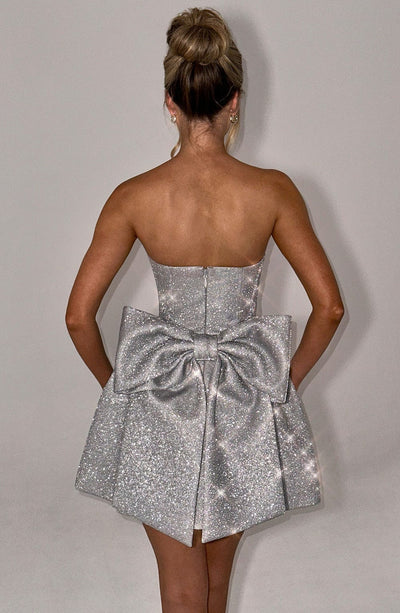 Dionne - Back-Bow Sparkle Mini Dress