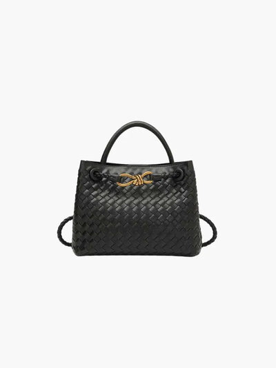 Alyn | Black Woven Leather Tote Bag