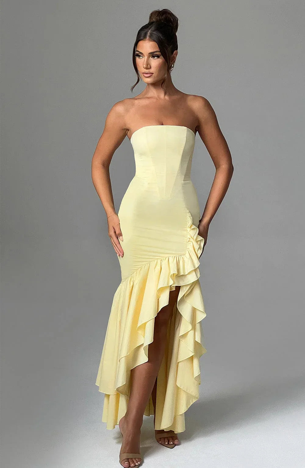 Riviera - Sleeveless Slit Ruffle Maxi Dress