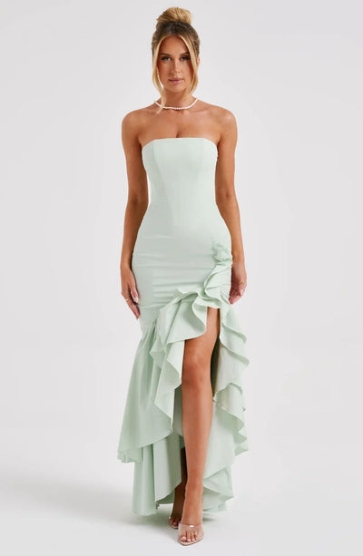 Riviera - Sleeveless Slit Ruffle Maxi Dress