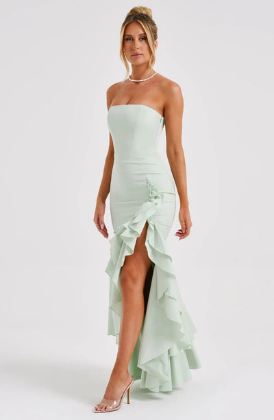 Riviera - Sleeveless Slit Ruffle Maxi Dress