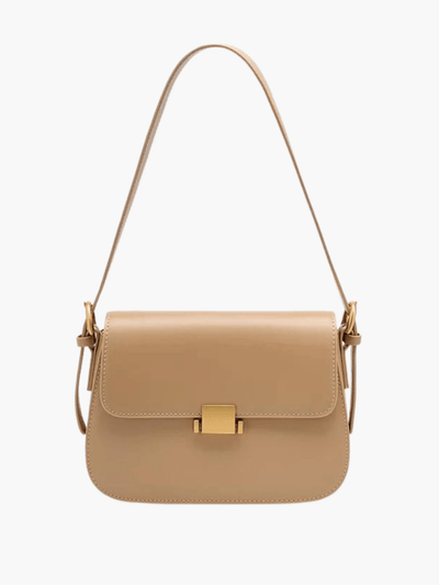 Ava | Sleek Leather Shoulder Bag with Golden Hardware