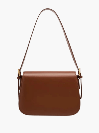 Ava | Sleek Leather Shoulder Bag with Golden Hardware