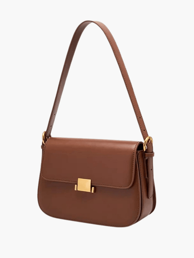 Ava | Sleek Leather Shoulder Bag with Golden Hardware