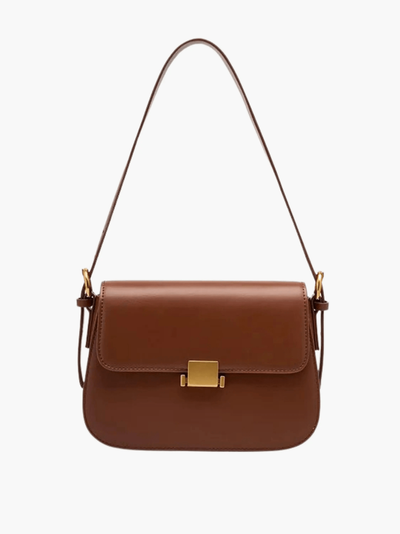 Ava | Sleek Leather Shoulder Bag with Golden Hardware