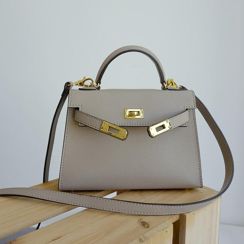 The Candace | Luxury Taupe Leather Handbag – Elegant & Timeless