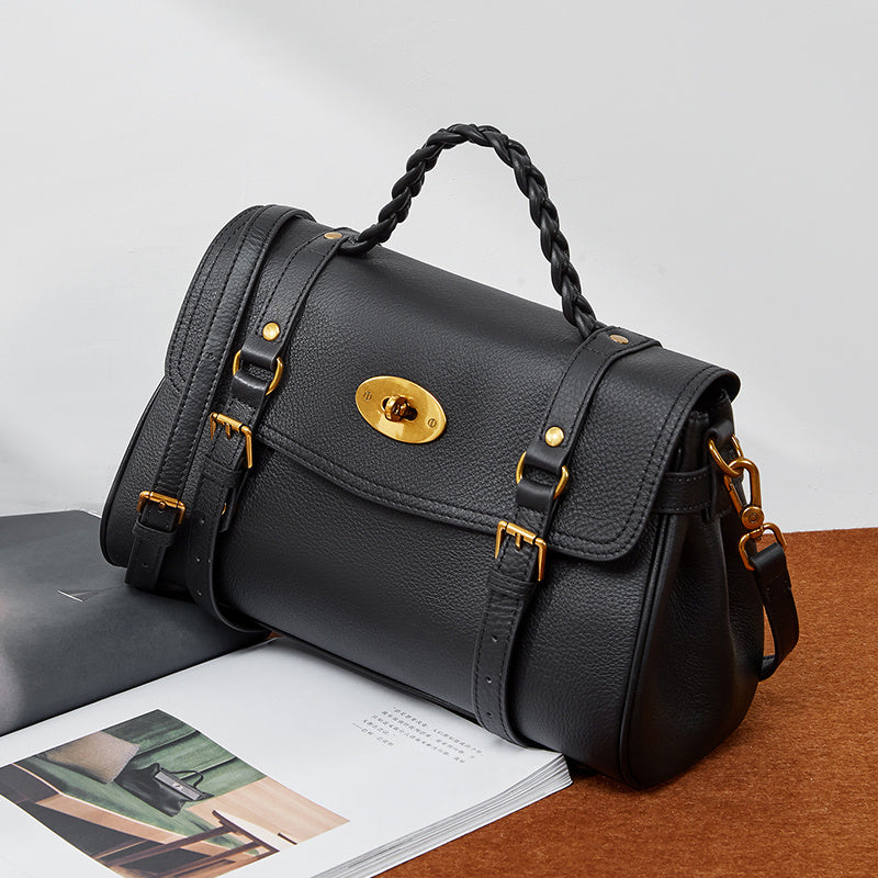 The Noir | Luxury Black Leather Satchel Handbag – Classic & Chic