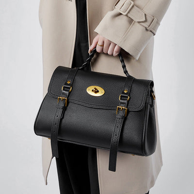 The Noir | Luxury Black Leather Satchel Handbag – Classic & Chic