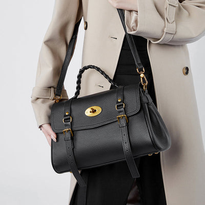 The Noir | Luxury Black Leather Satchel Handbag – Classic & Chic