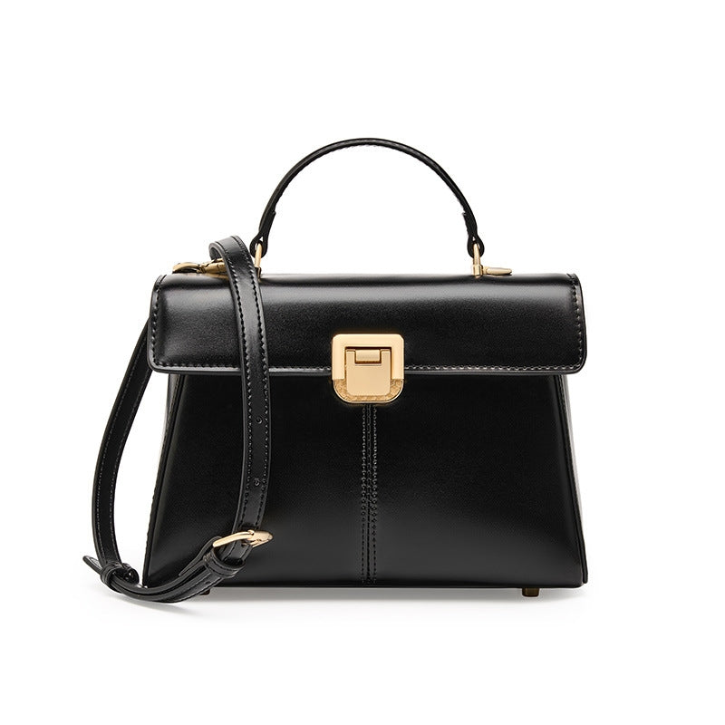 Marcelline | Elegant Black Leather Top-Handle Bag – Classic Luxury & Versatility