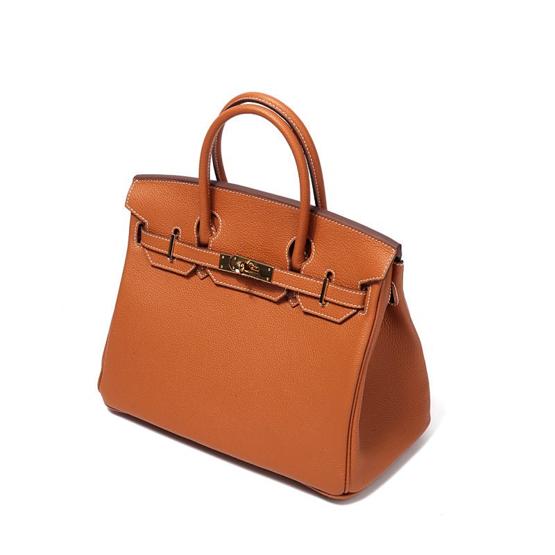 The Tabby | Luxury Litchi-Grain Leather Handbag – Classic Brown