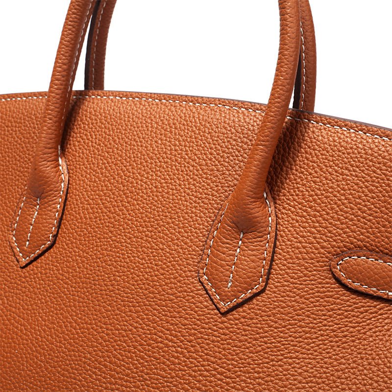 The Tabby | Luxury Litchi-Grain Leather Handbag – Classic Brown