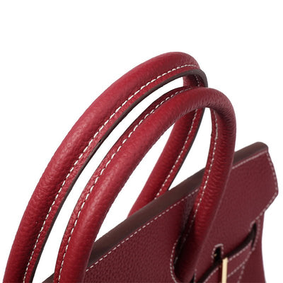 The Tabby | Luxury Litchi-Grain Leather Handbag – Wine Red