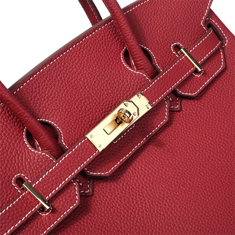 The Tabby | Luxury Litchi-Grain Leather Handbag – Wine Red