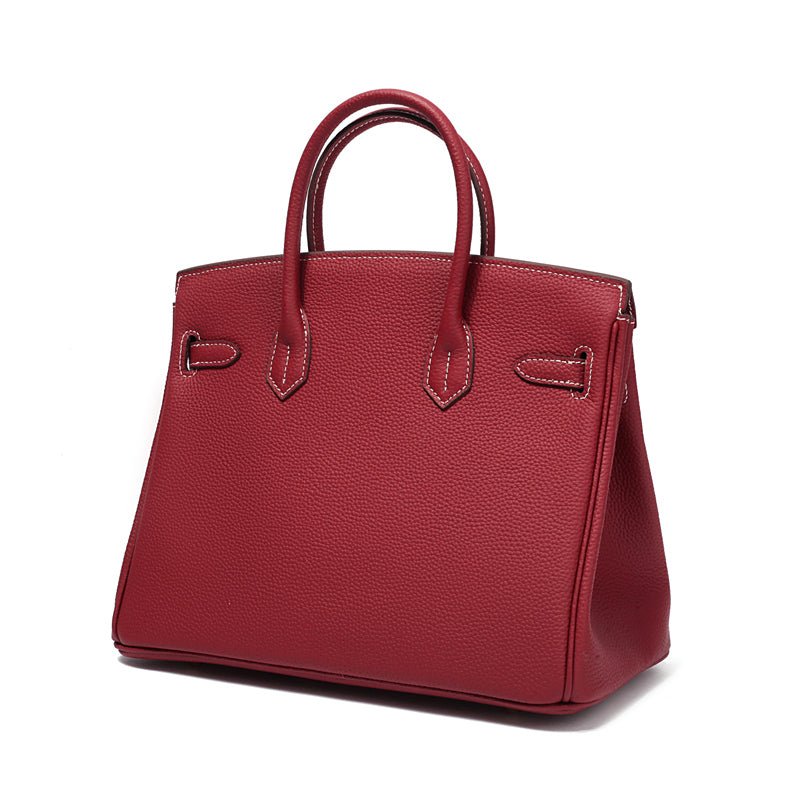 The Tabby | Luxury Litchi-Grain Leather Handbag – Wine Red