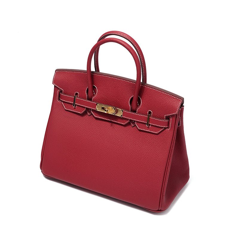 The Tabby | Luxury Litchi-Grain Leather Handbag – Wine Red