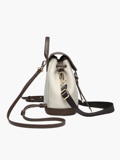 Chic Two-Tone Leather Backpack with Modern Details