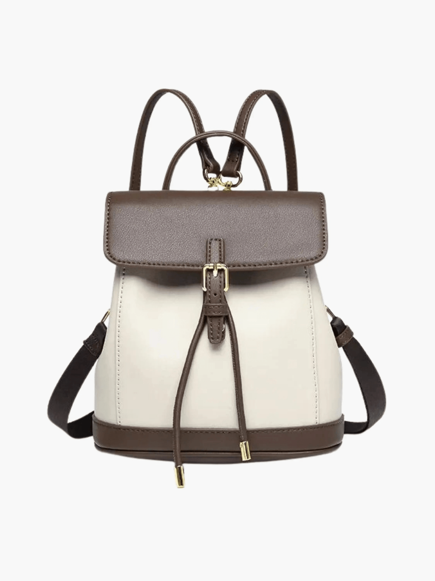 Chic Two-Tone Leather Backpack with Modern Details