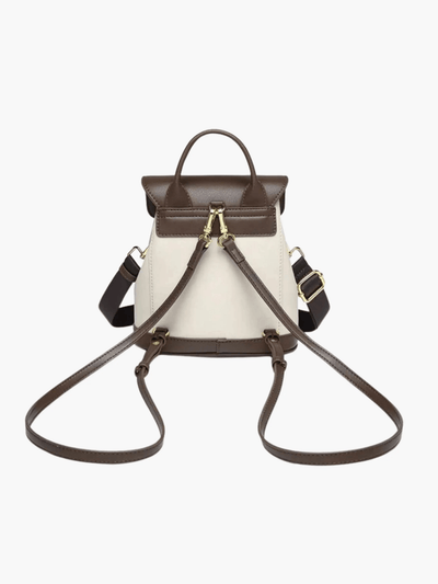 Chic Two-Tone Leather Backpack with Modern Details