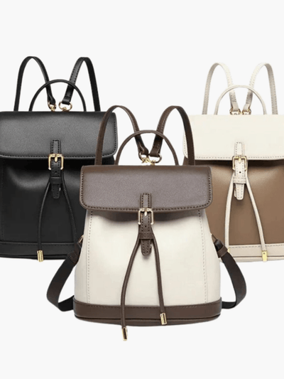 Chic Two-Tone Leather Backpack with Modern Details