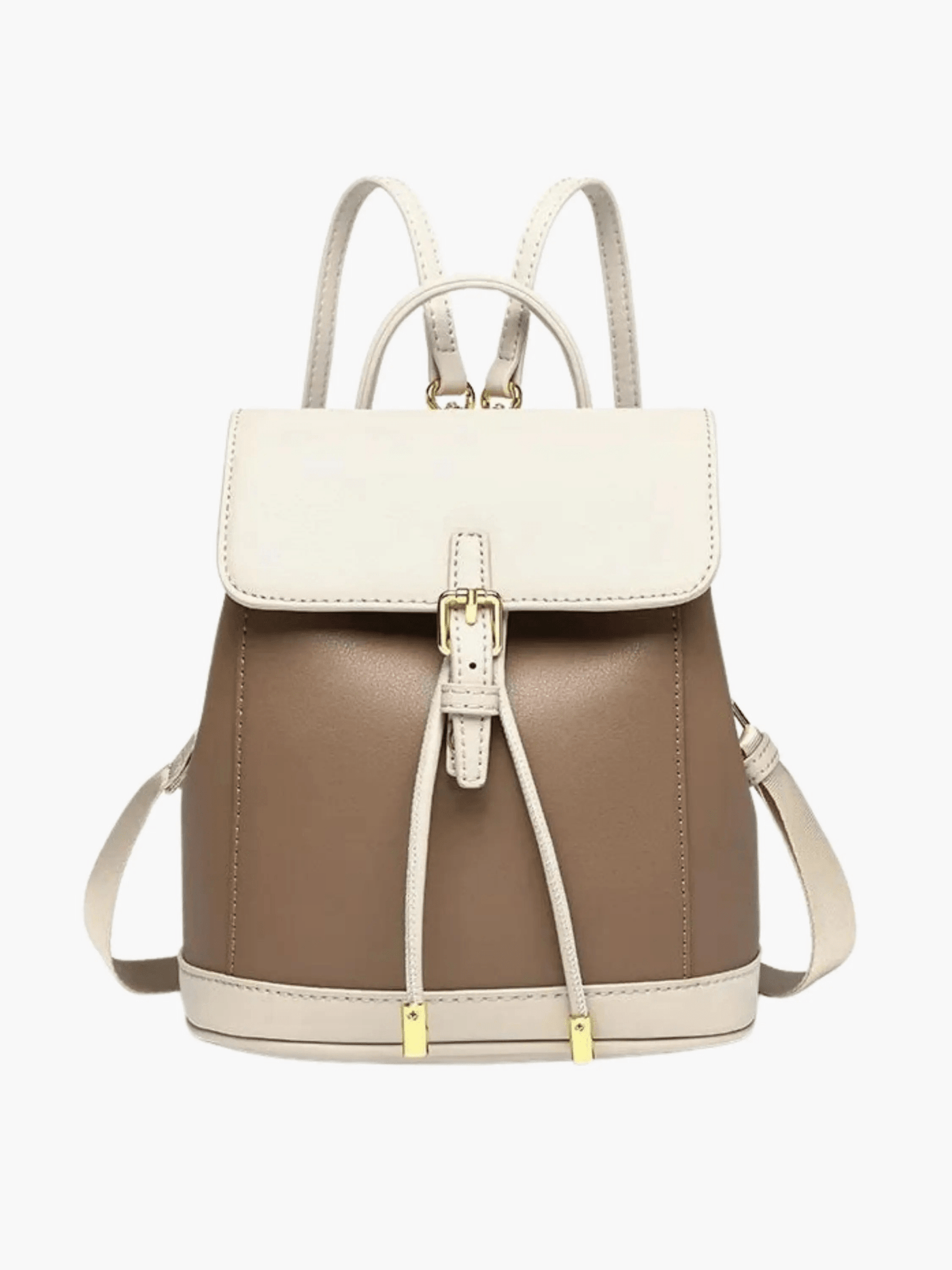 Chic Two-Tone Leather Backpack with Modern Details