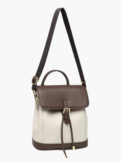 Chic Two-Tone Leather Backpack with Modern Details