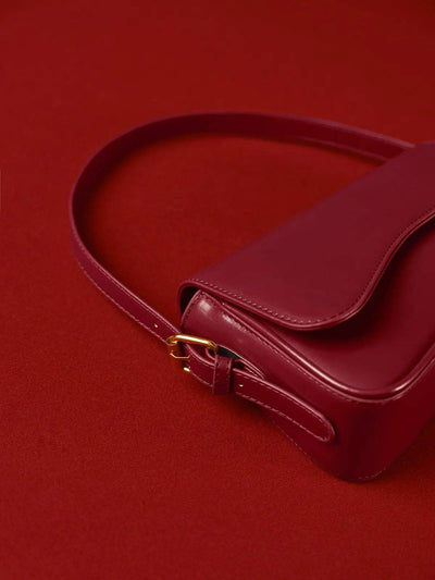 Chloe | Minimalist Red Leather Shoulder Bag