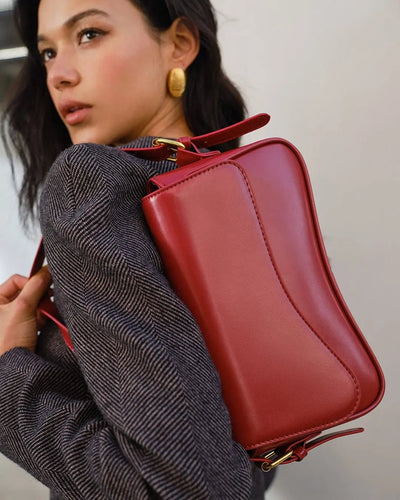 Chloe | Minimalist Red Leather Shoulder Bag